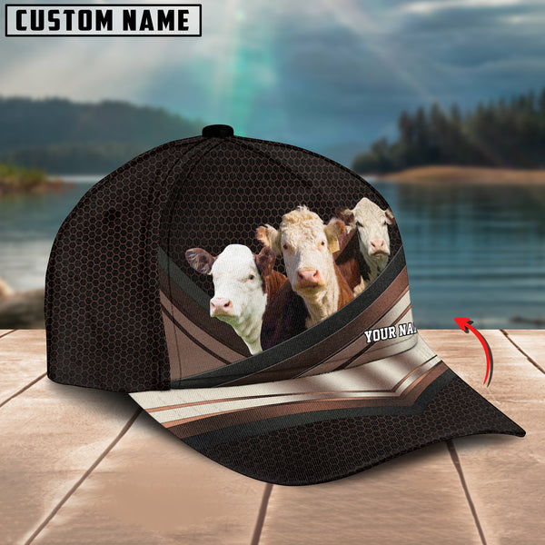 Happiness Hereford Customized Name Brown 3D Classic Cap