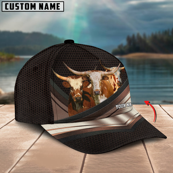 Happiness Texas Longhorn Customized Name Brown 3D Classic Cap