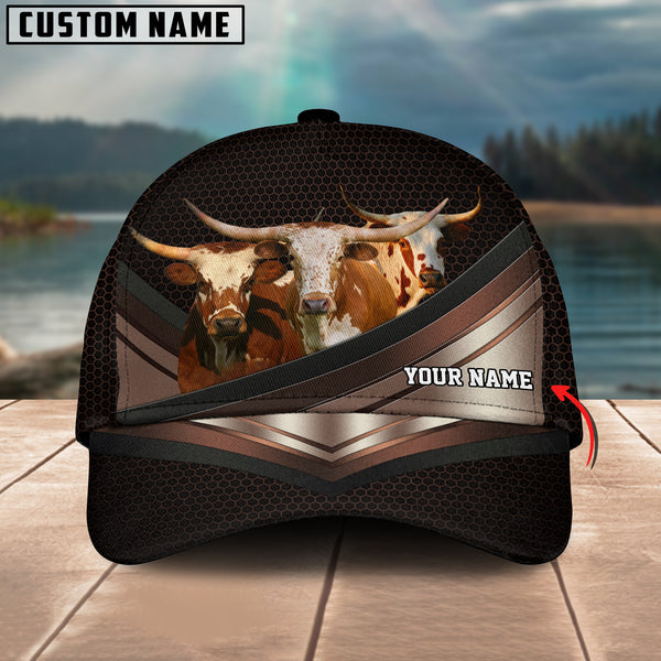 Happiness Texas Longhorn Customized Name Brown 3D Classic Cap