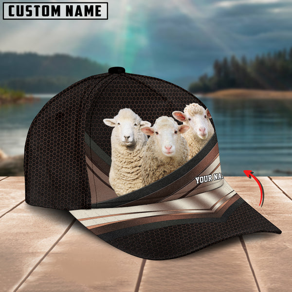 Happiness Sheep Customized Name Brown 3D Classic Cap