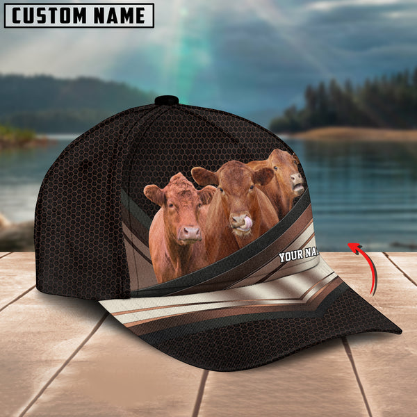 Happiness Red Angus Customized Name Brown 3D Classic Cap