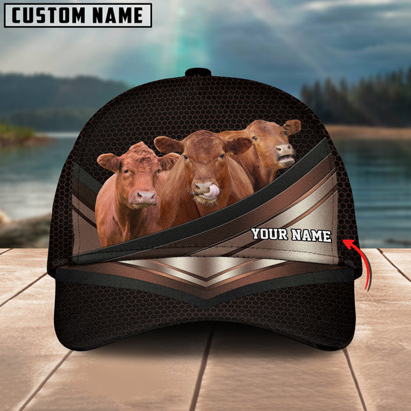 Happiness Red Angus Customized Name Brown 3D Classic Cap