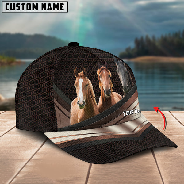 Happiness Horse Customized Name Brown 3D Classic Cap