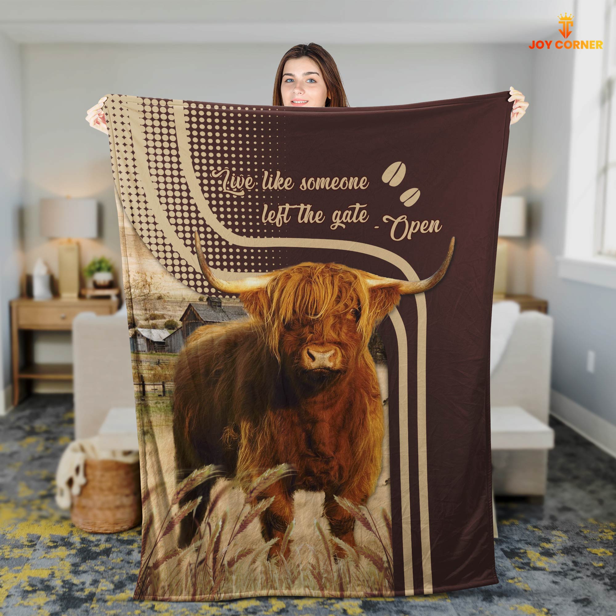 Highland Live Like Someone Left The Gate Open Cattle Blanket