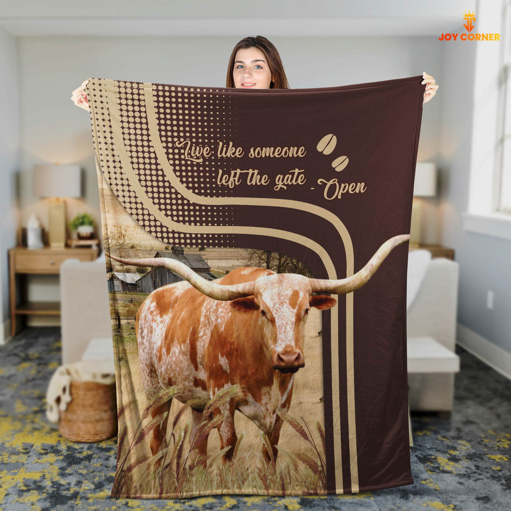 Texas Longhorn Live Like Someone Left The Gate Open Cattle Blanket