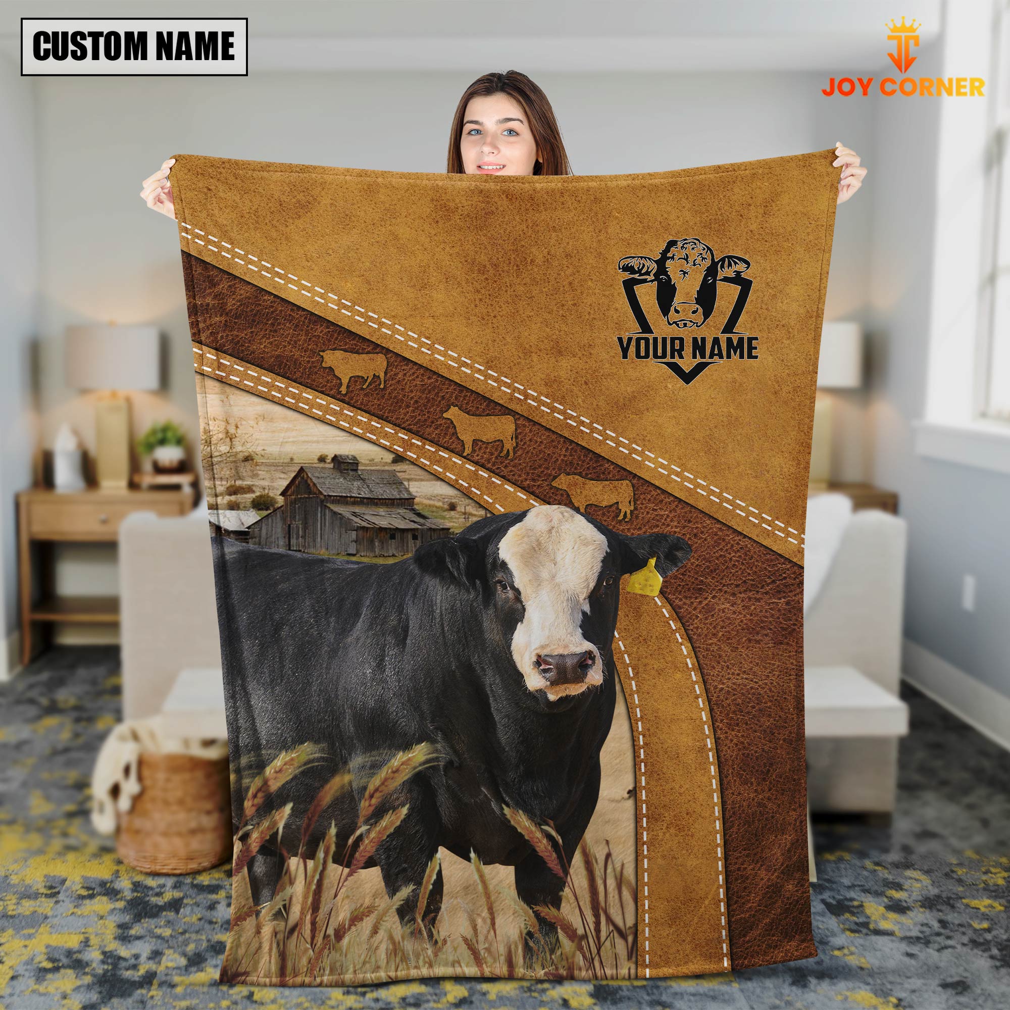 Blaze Faced Simmental Custom Name Blanket Collection