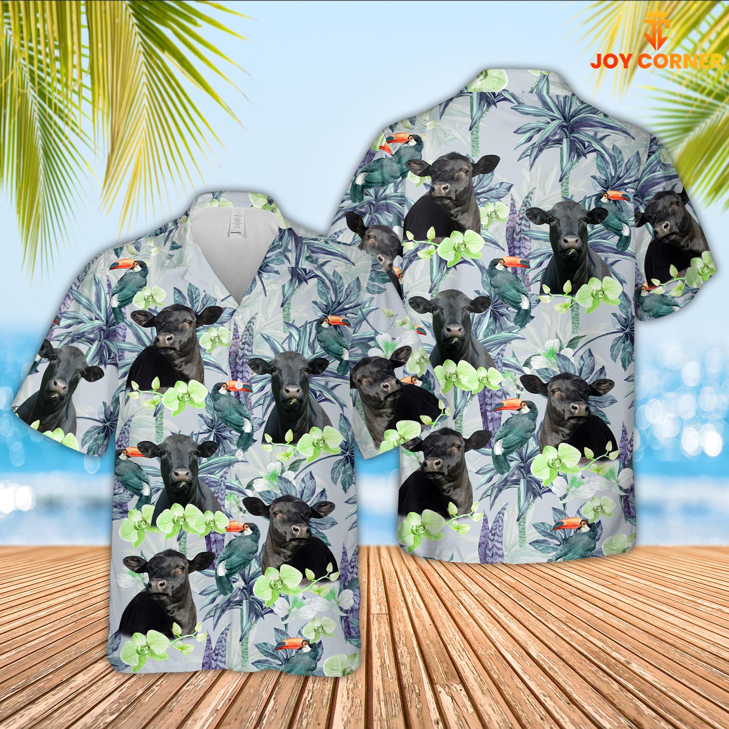 Black Angus Flower Pattern 3D Hawaiian Shirt