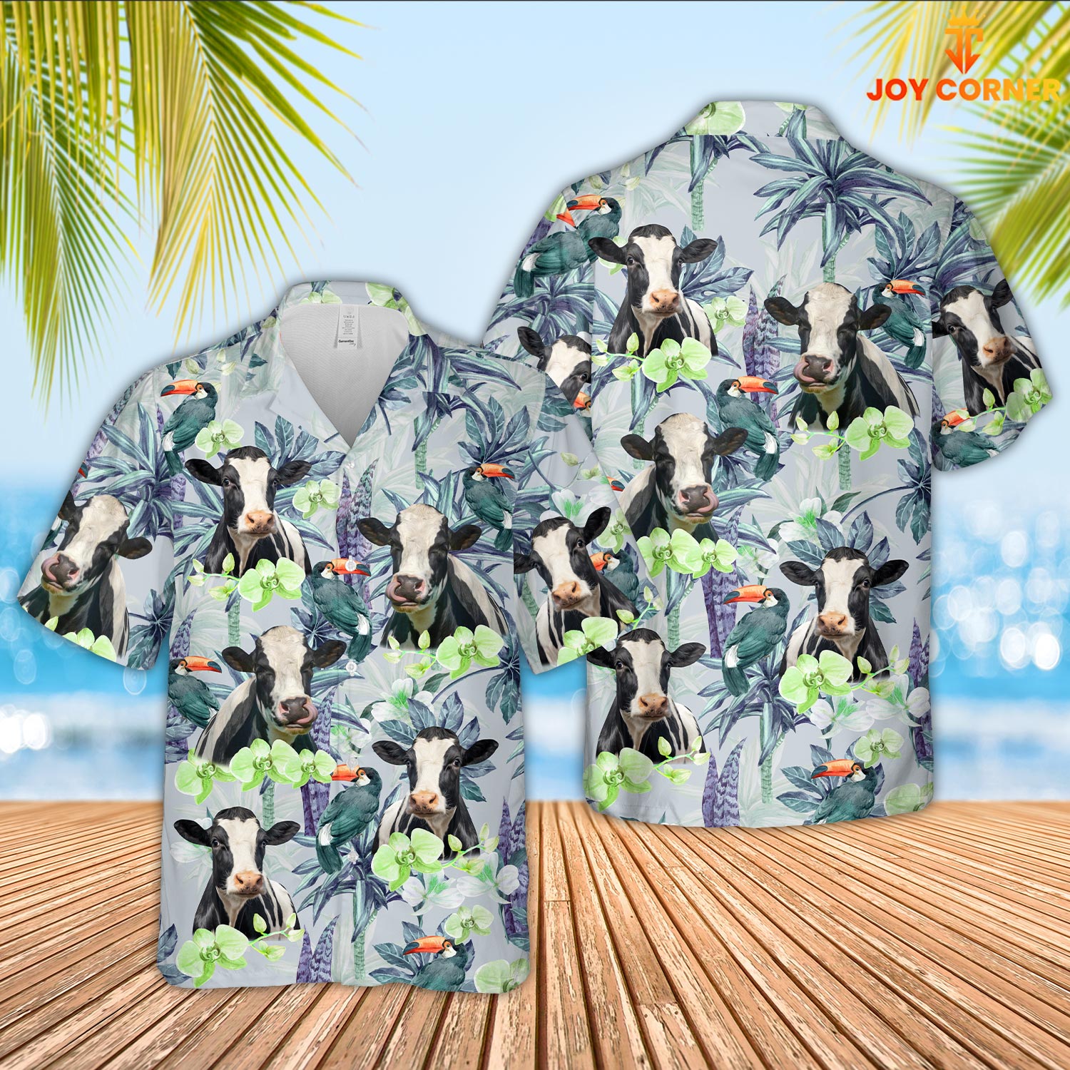 Holstein Flower Pattern 3D Hawaiian Shirt