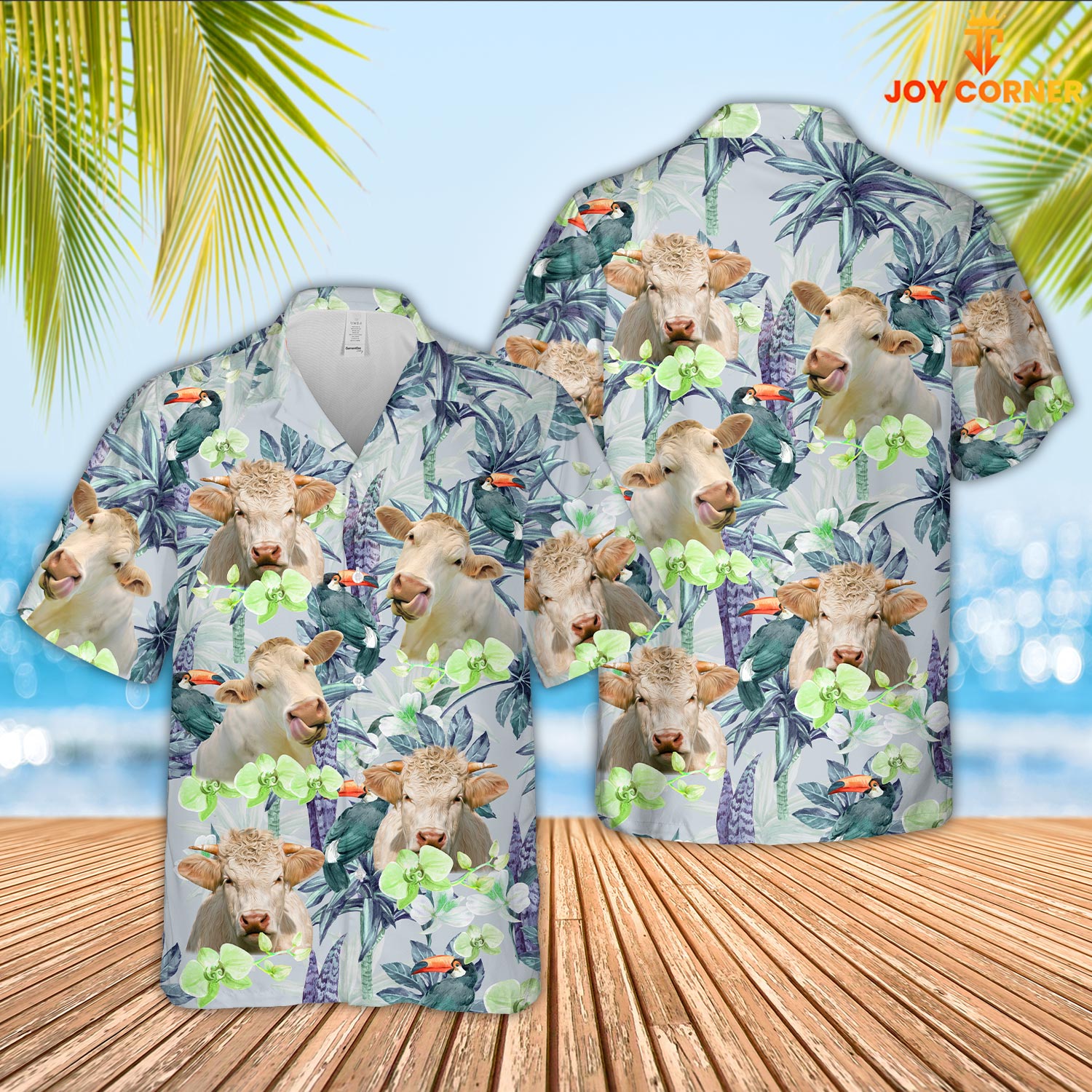 Charolais Flower Pattern 3D Hawaiian Shirt