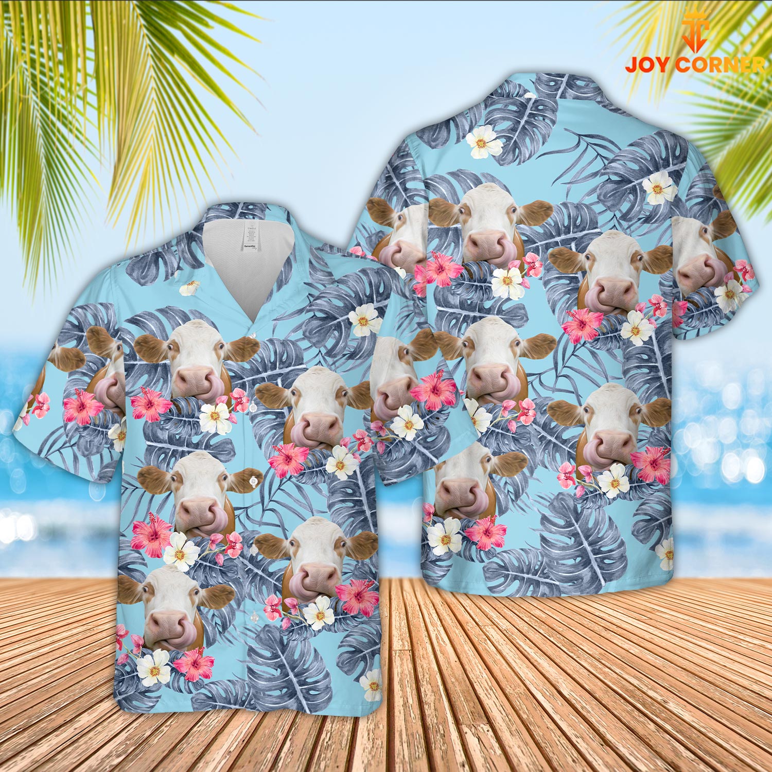 Limousin Sierra Blue Pattern 3D Hawaiian Shirt