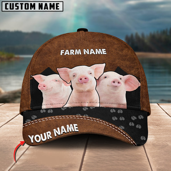 Happy Pig Customized Name And Farm Name 3D Classic Cap