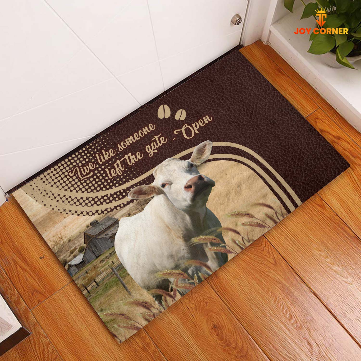 Charolais No Horns Live Like Someone Left The Gate Open Doormat
