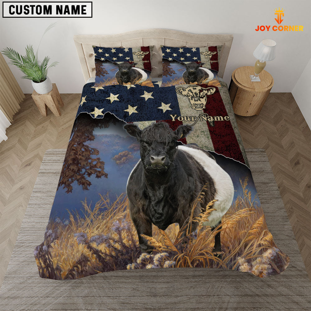 Belted Galloway America Customized Name 3D Bedding Set