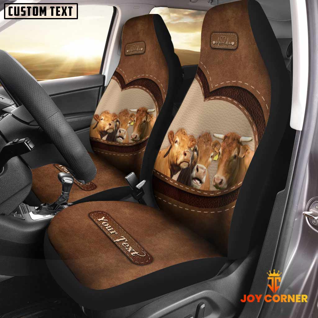 Limousin Pattern Customized Name Heart Car Seat Cover Set