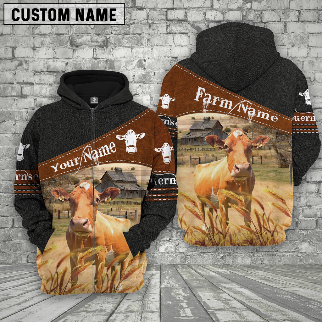 Guernsey On Farm Custom Name Printed 3D Black Hoodie