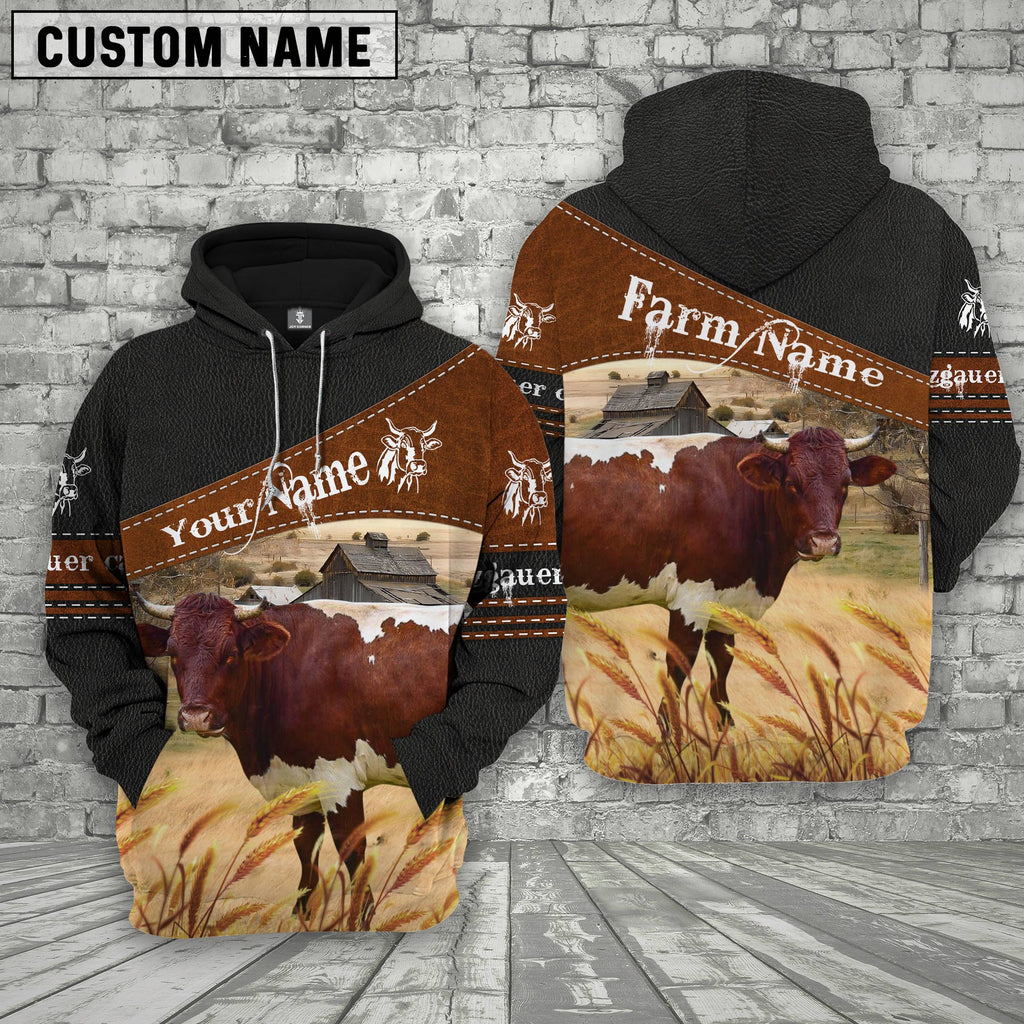 Pinzgauer Cattle On Farm Custom Name Printed 3D Black Hoodie