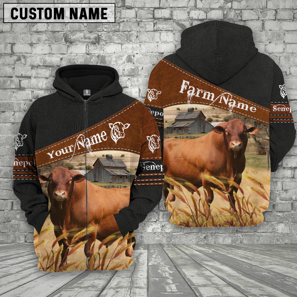 Senepol On Farm Custom Name Printed 3D Black Hoodie