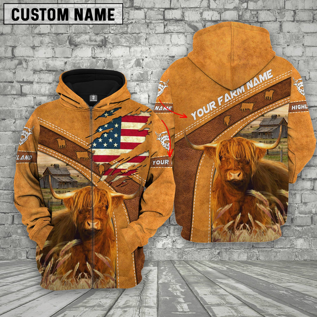 Personalized Name 3D Highland Flag Hoodie