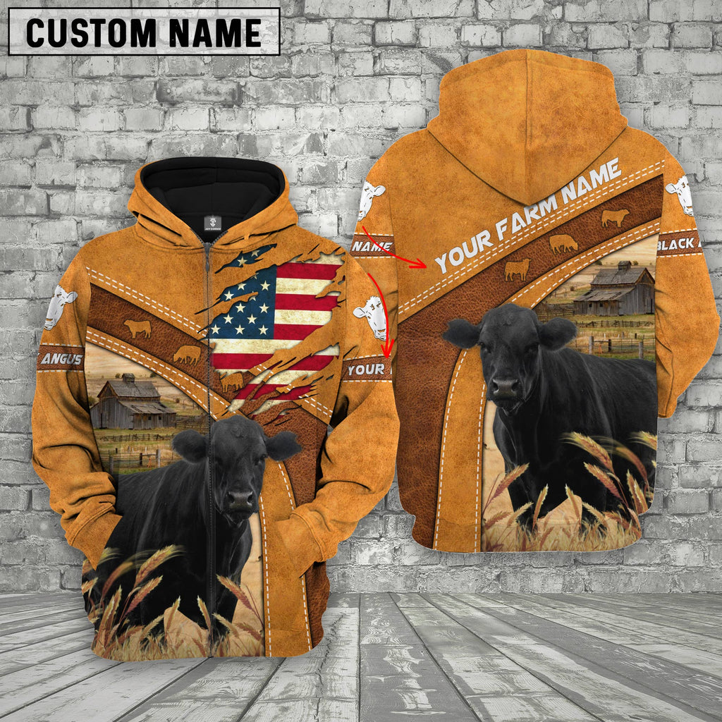Personalized Name 3D Black Angus Flag Hoodie