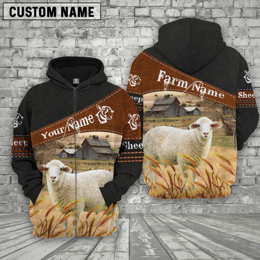 Sheep On Farm Custom Name Printed 3D Black Hoodie