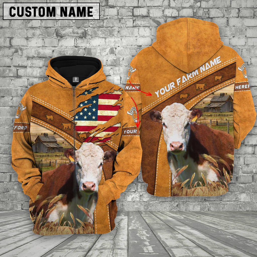 Personalized Name 3D Hereford Flag Hoodie