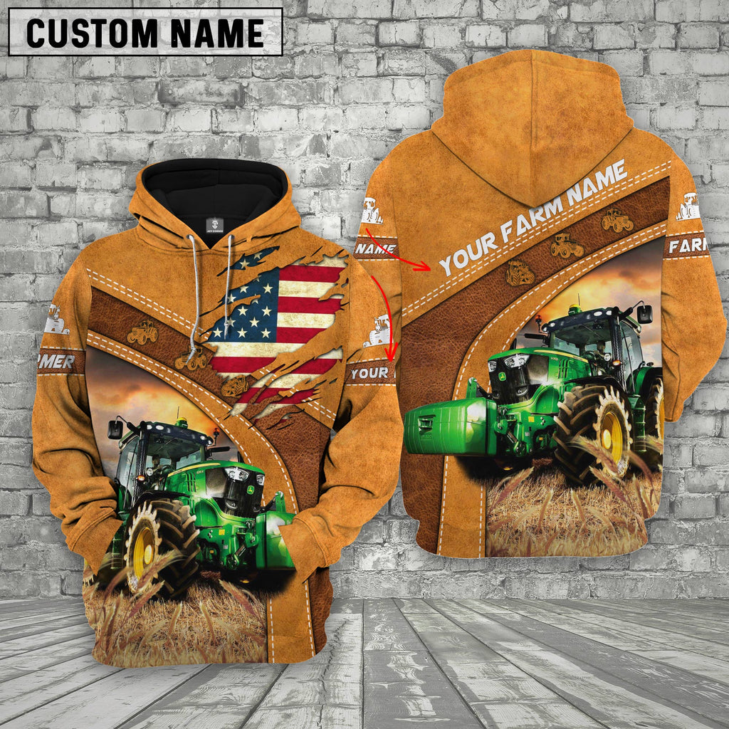 Personalized Name 3D Tractor Flag Hoodie