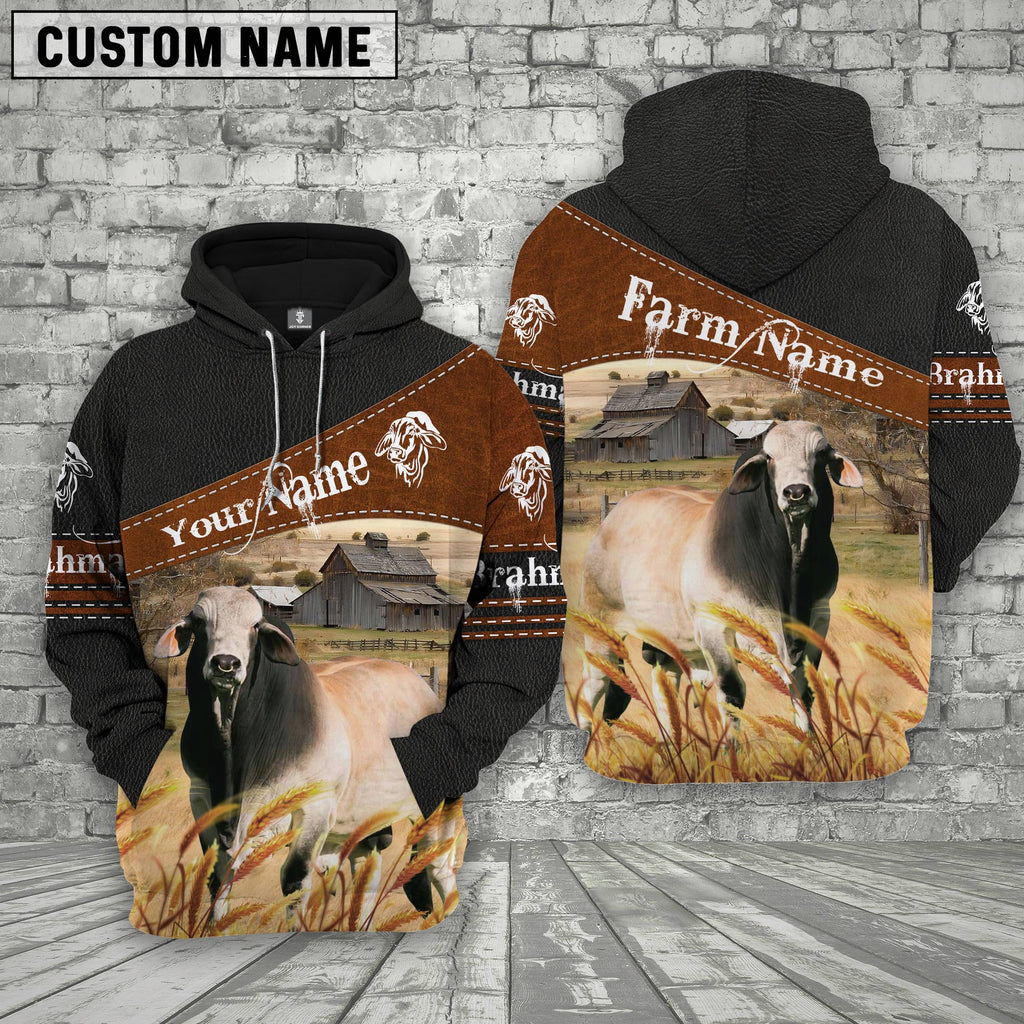 Brahman On Farm Custom Name Printed 3D Black Hoodie