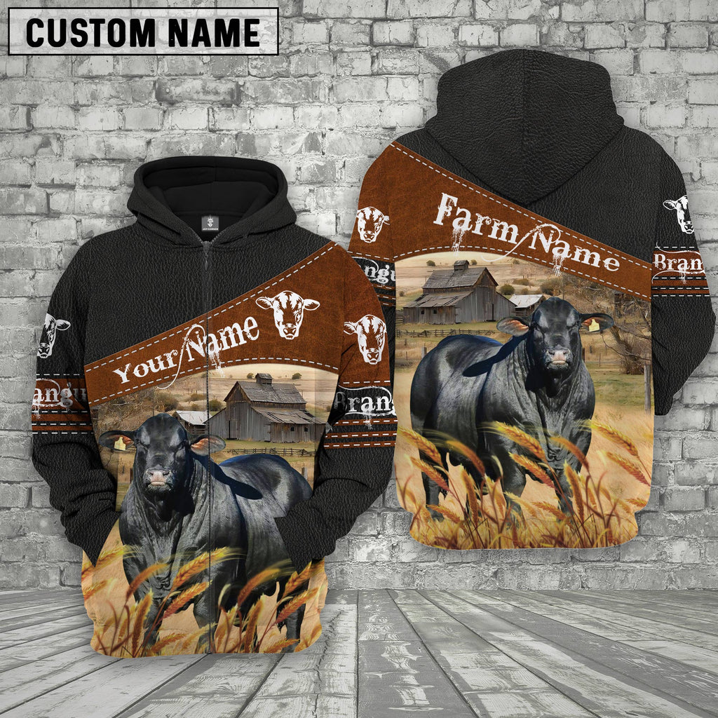 Brangus On Farm Custom Name Printed 3D Black Hoodie