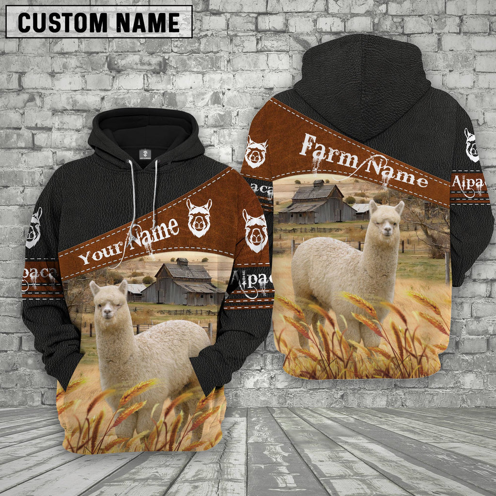 Alpaca On Farm Custom Name Printed 3D Black Hoodie