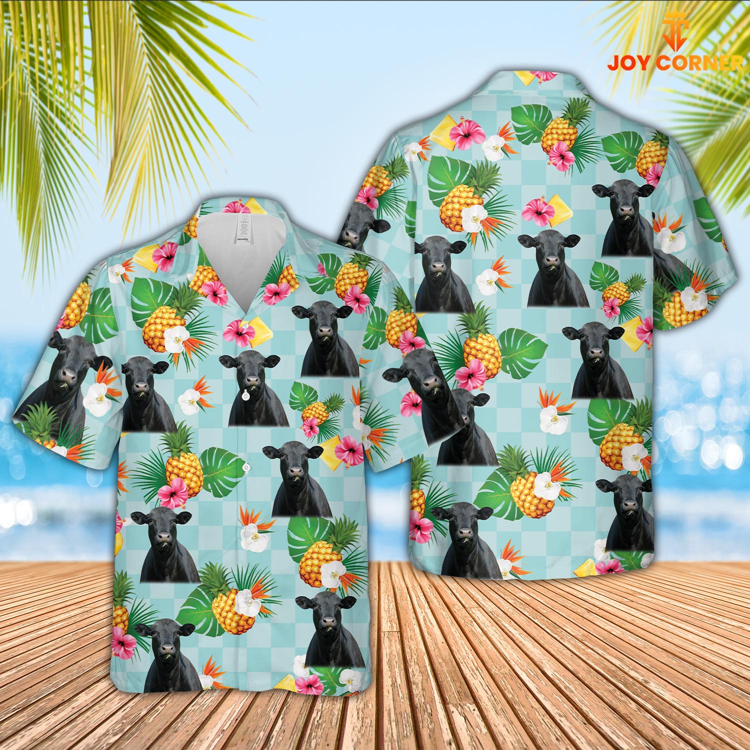 Black Angus Flower Pattern 3D Hawaiian Shirt