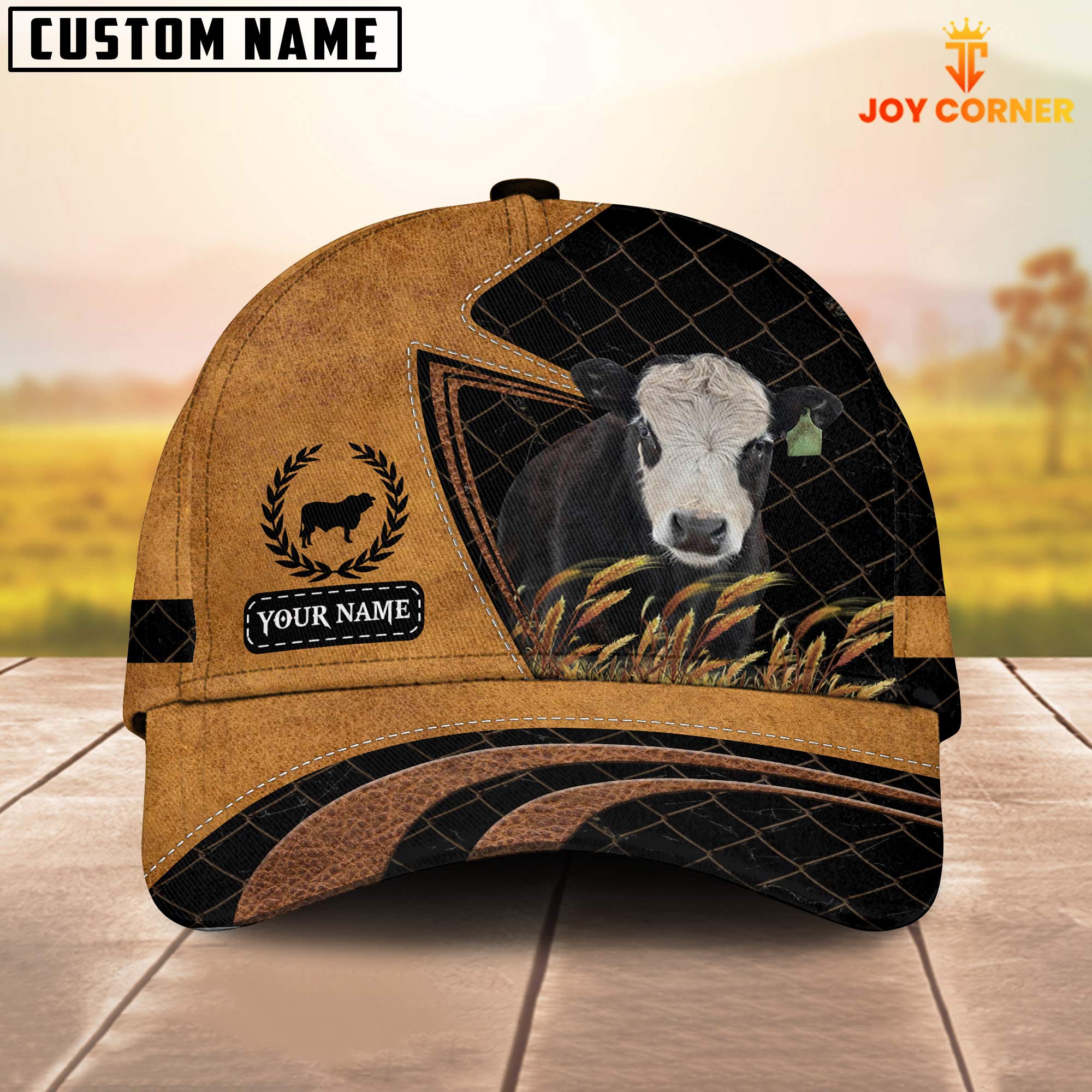 Custom Name Black Hereford Cattle Cap