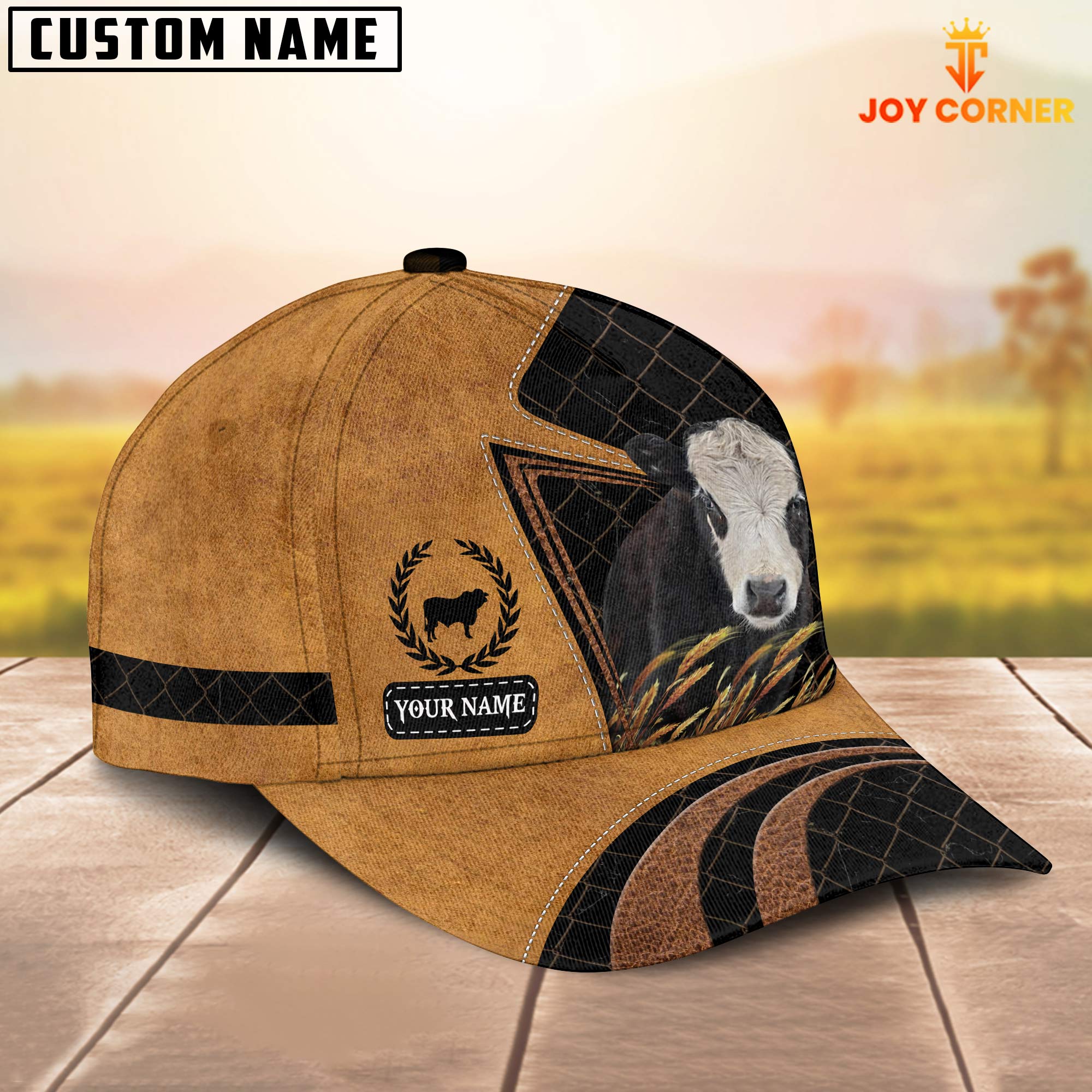 Custom Name Black Hereford Cattle Cap