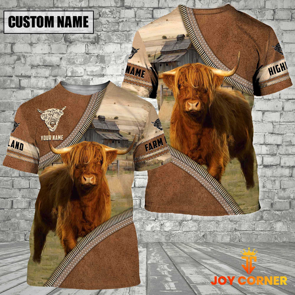Personalized Name Farm Highland Cattle Light Brown Hoodie