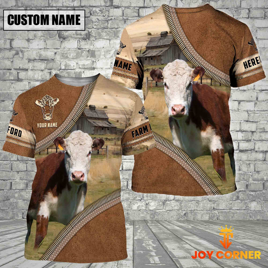 Personalized Name Farm Hereford Cattle Light Brown Hoodie