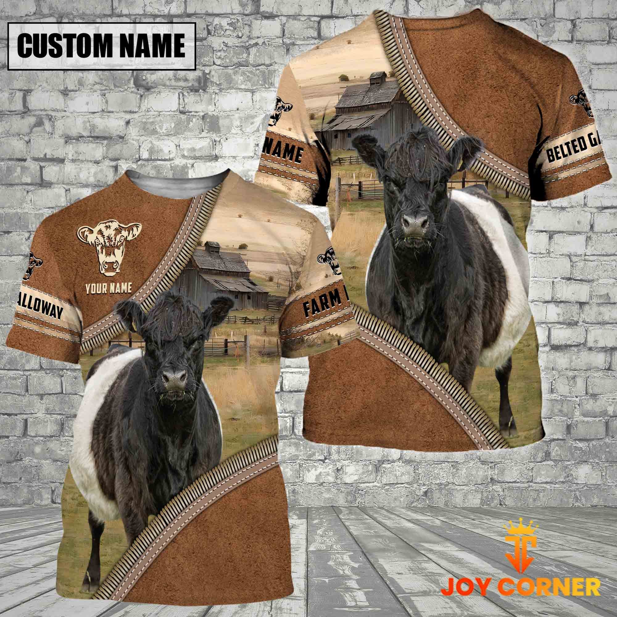Personalized Name Farm Belted Galloway Cattle Light Brown Hoodie