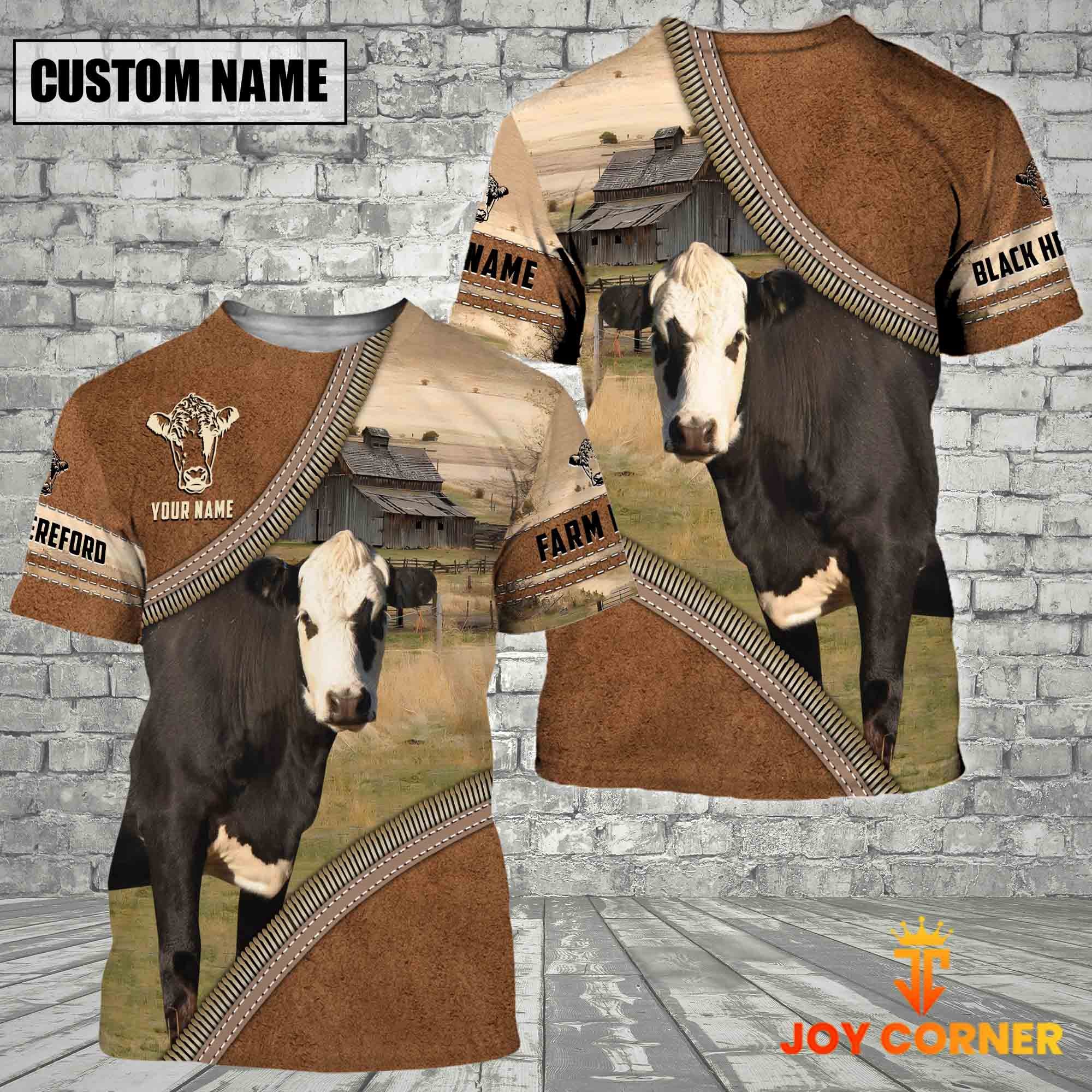 Personalized Name Farm Black Hereford Cattle Light Brown Hoodie