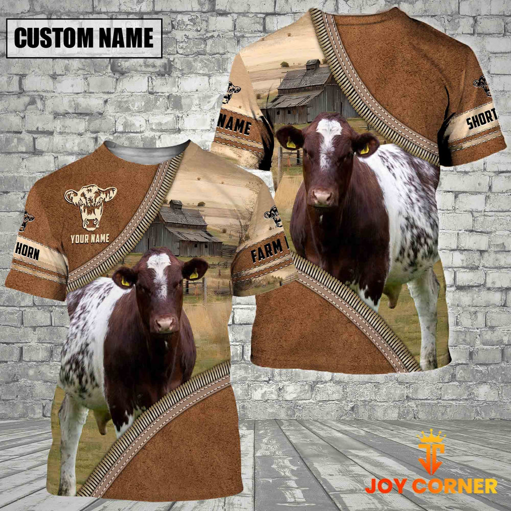 Personalized Name Farm Shorthorn Cattle Light Brown Hoodie
