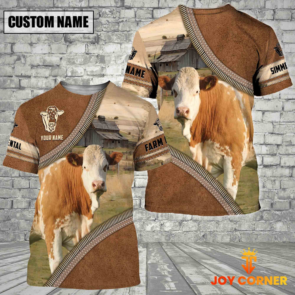 Personalized Name Farm Simmental Cattle Light Brown Hoodie