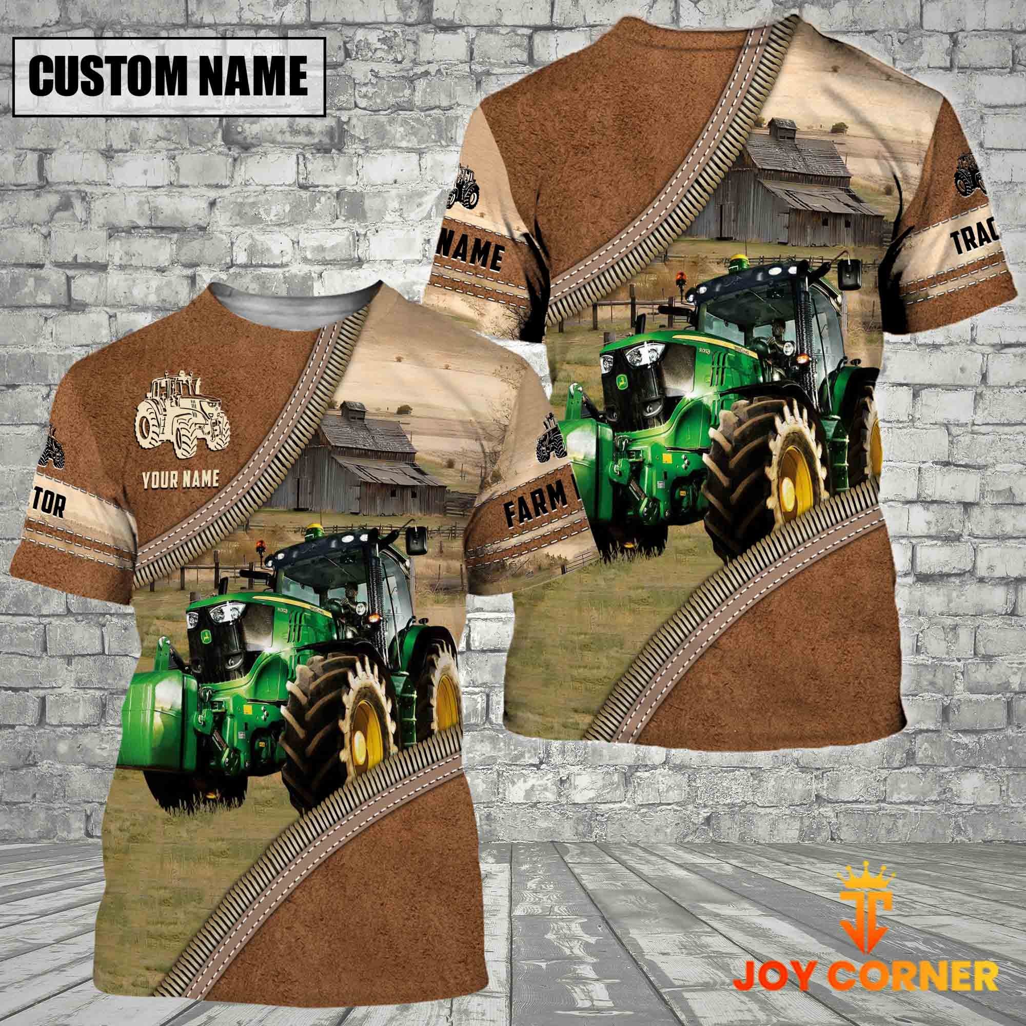 Personalized Name Farm Tractor Light Brown Hoodie