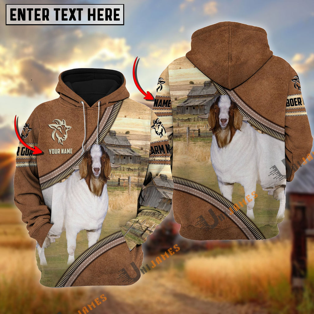 Personalized Name Farm Boer Goat Cattle Light Brown Hoodie