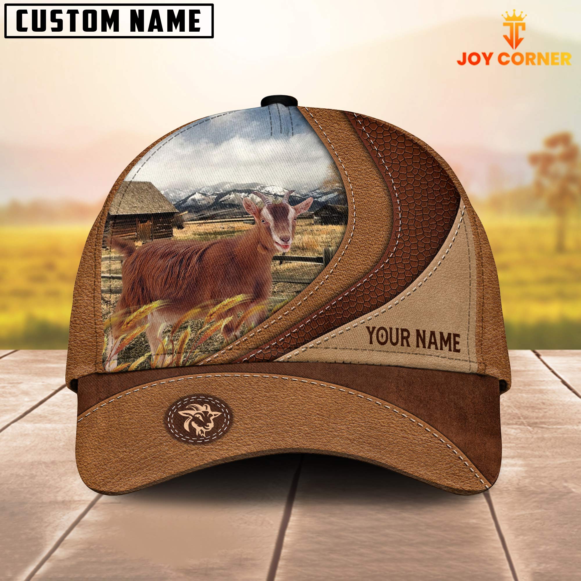 Custom Name Goat Brown Classic Cap