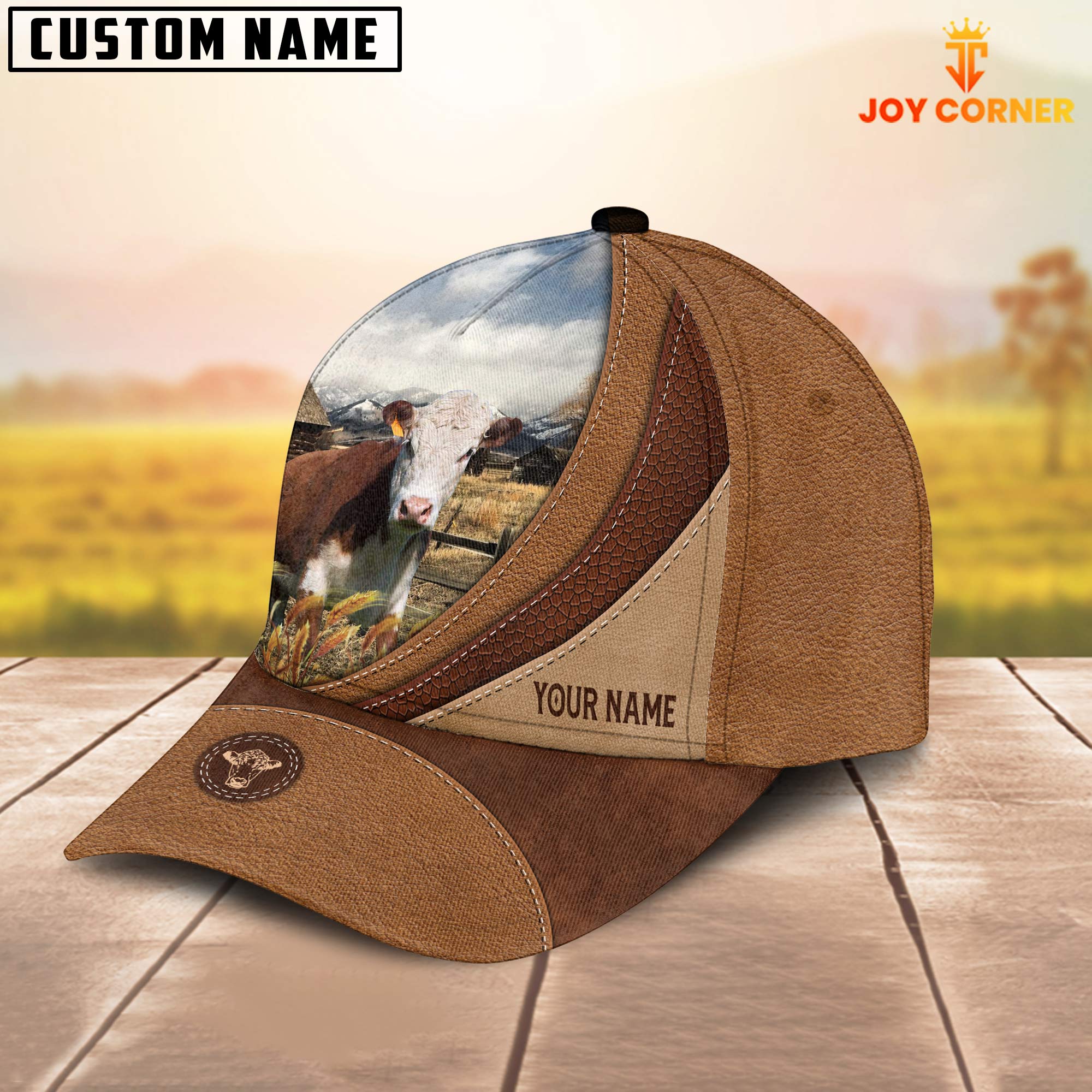 Custom Name Hereford Brown Classic Cap