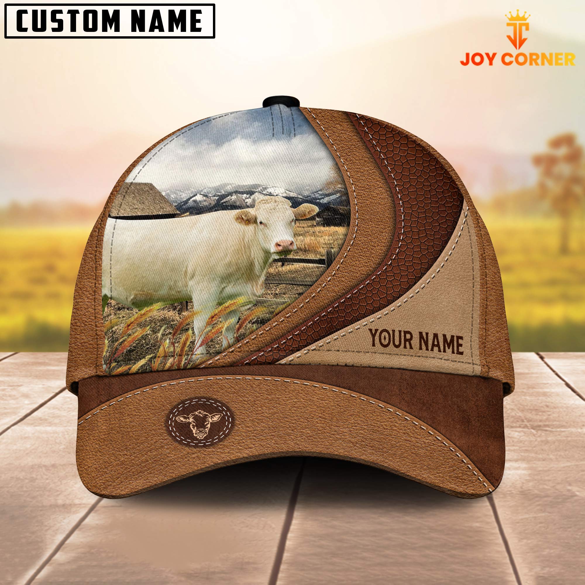 Custom Name Charolais Brown Classic Cap