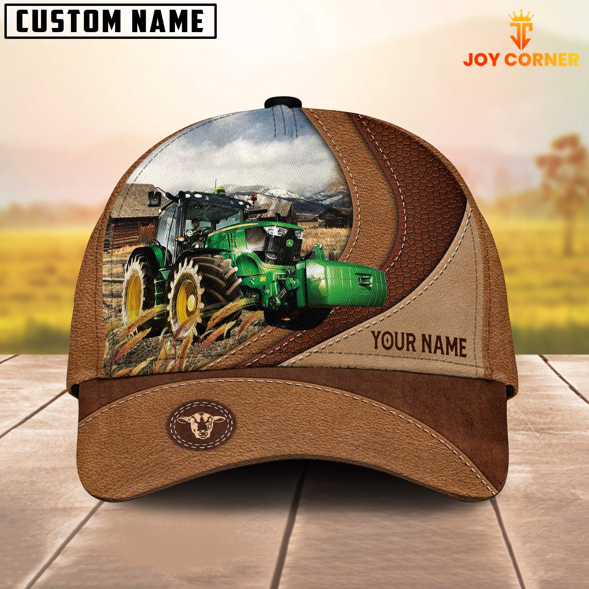 Custom Name Tractor Brown Classic Cap