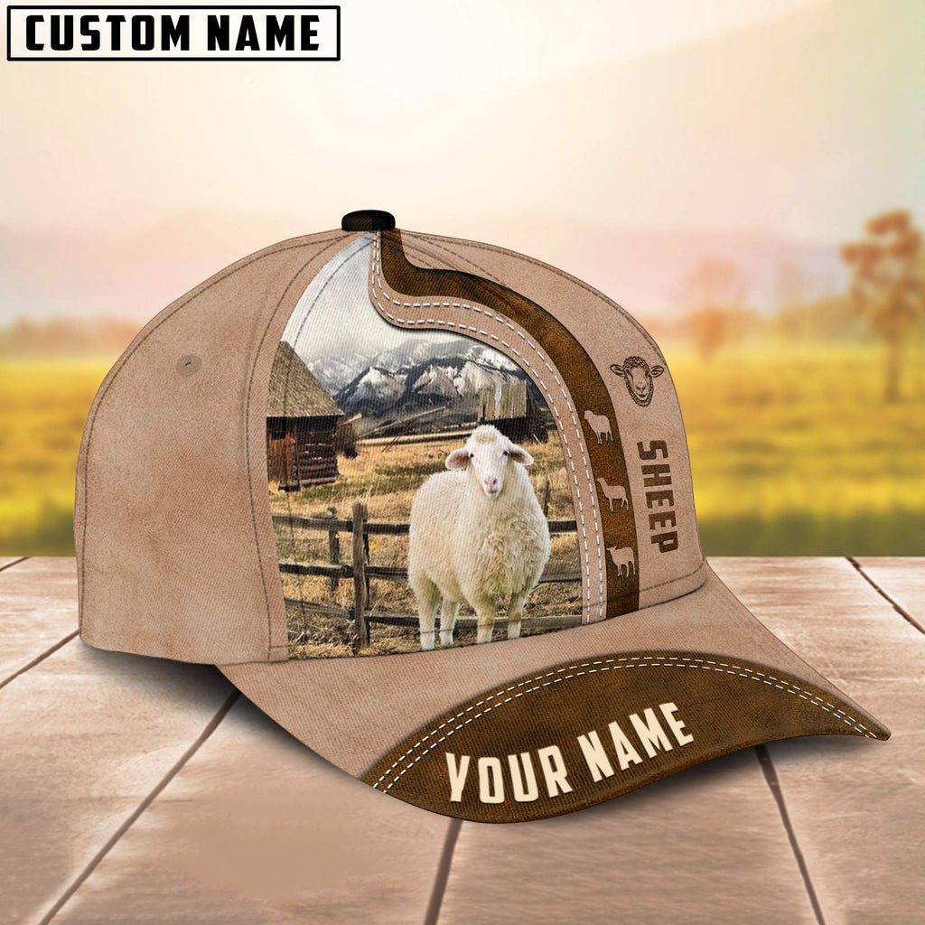 Custom Name Sheep Cattle Light Brown Cap