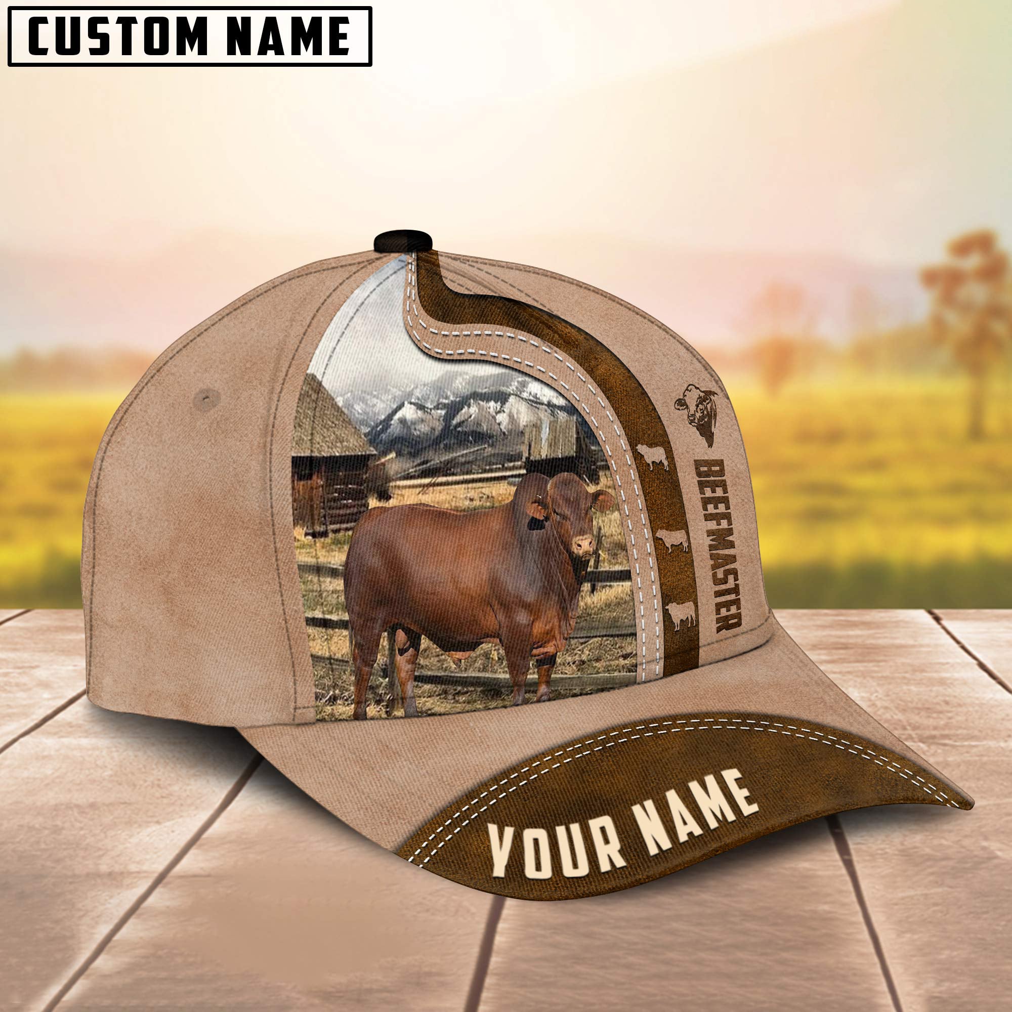 Custom Name Beefmaster Cattle Light Brown Cap