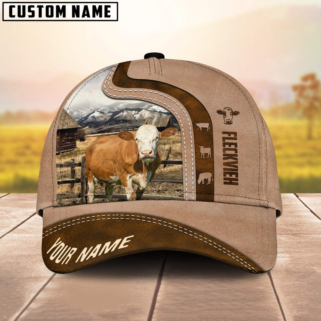 Custom Name Fleckvieh Cattle Light Brown Cap