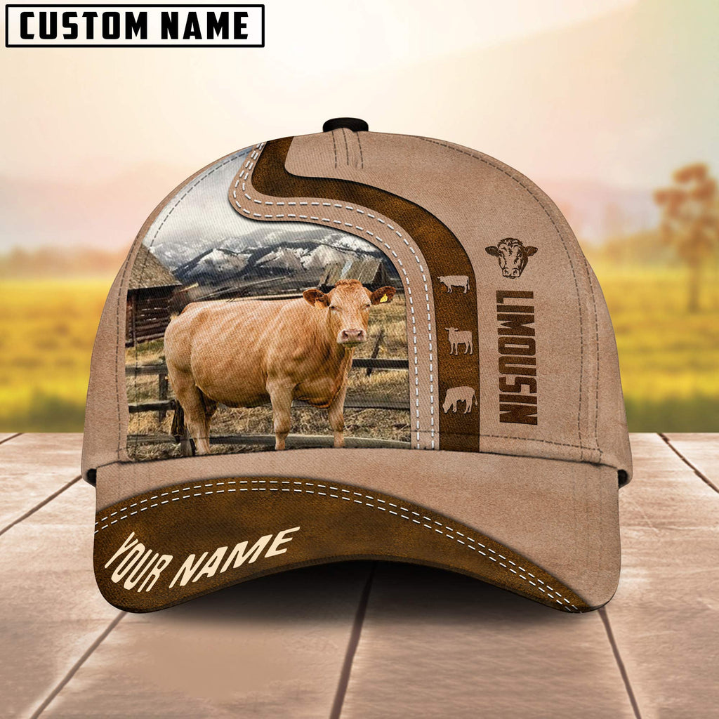Custom Name Limousin Cattle Light Brown Cap