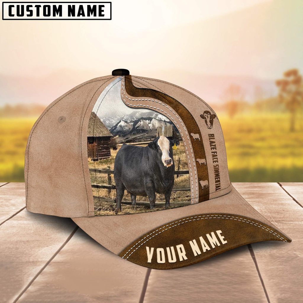 Custom Name Blaze Face Simmental Light Brown Cap