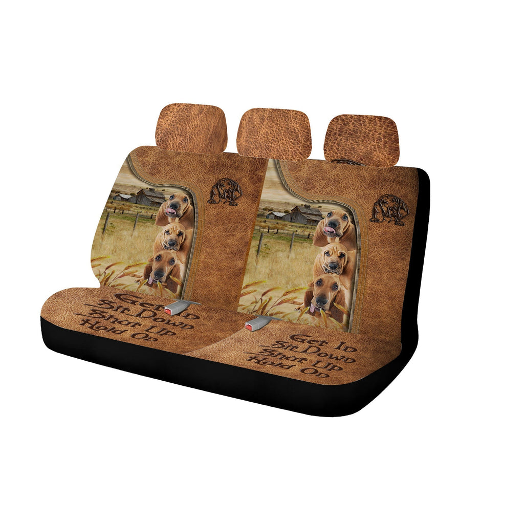 Bloodhound Personalized Name Leather Pattern Car Seat Covers Universal Fit For Customer (2Pcs)